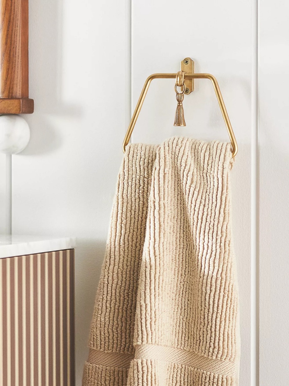 Anthropologie Lark Tassel Brass Towel Ring